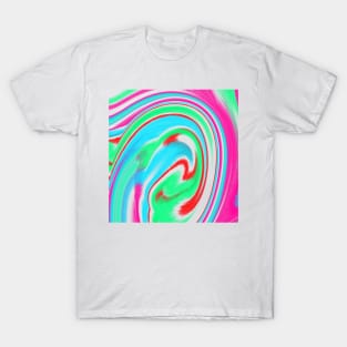 Green pink blue watercolor abstract paint effect T-Shirt